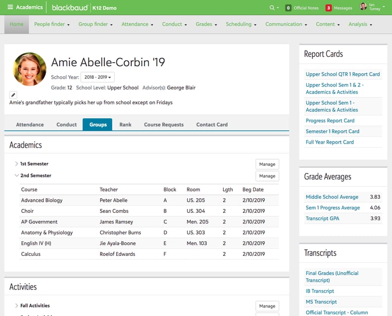 Blackbaud System Screenshot