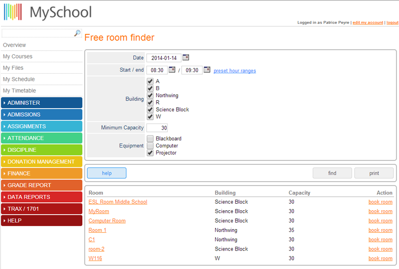 Room calendar screenshot
