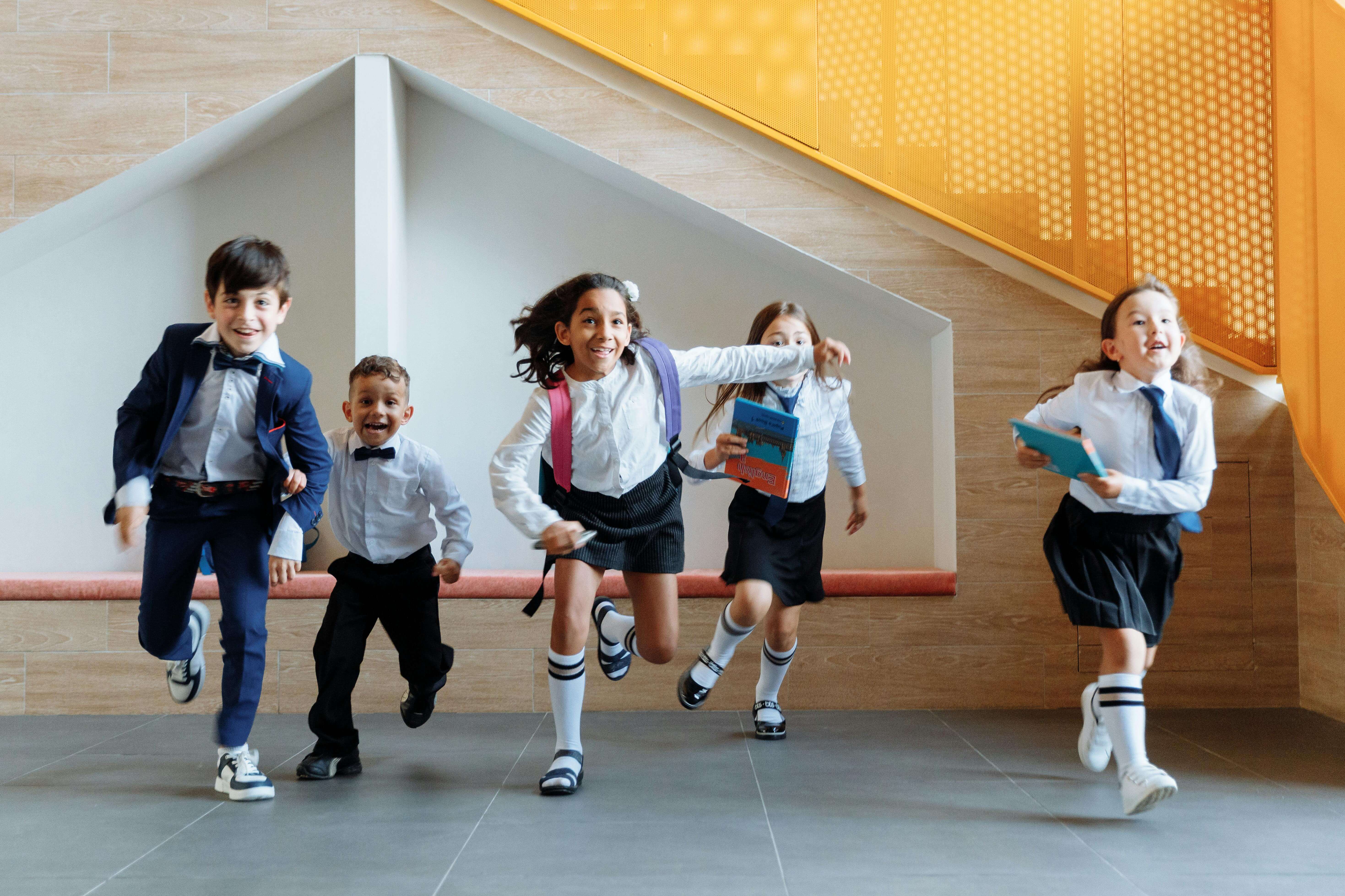 kids running at school